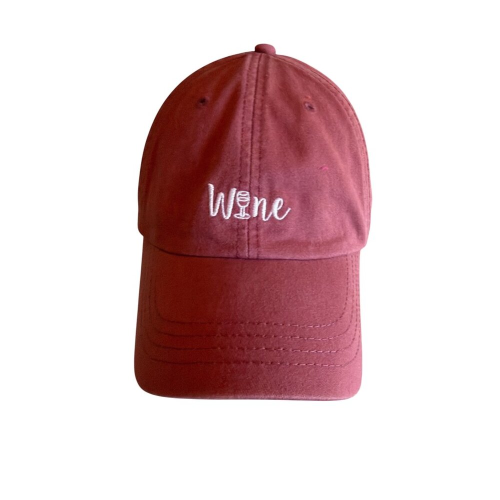 Wine Embroidered Cotton Twill Baseball Cap Adjustable‎ Strap Relaxed Fit